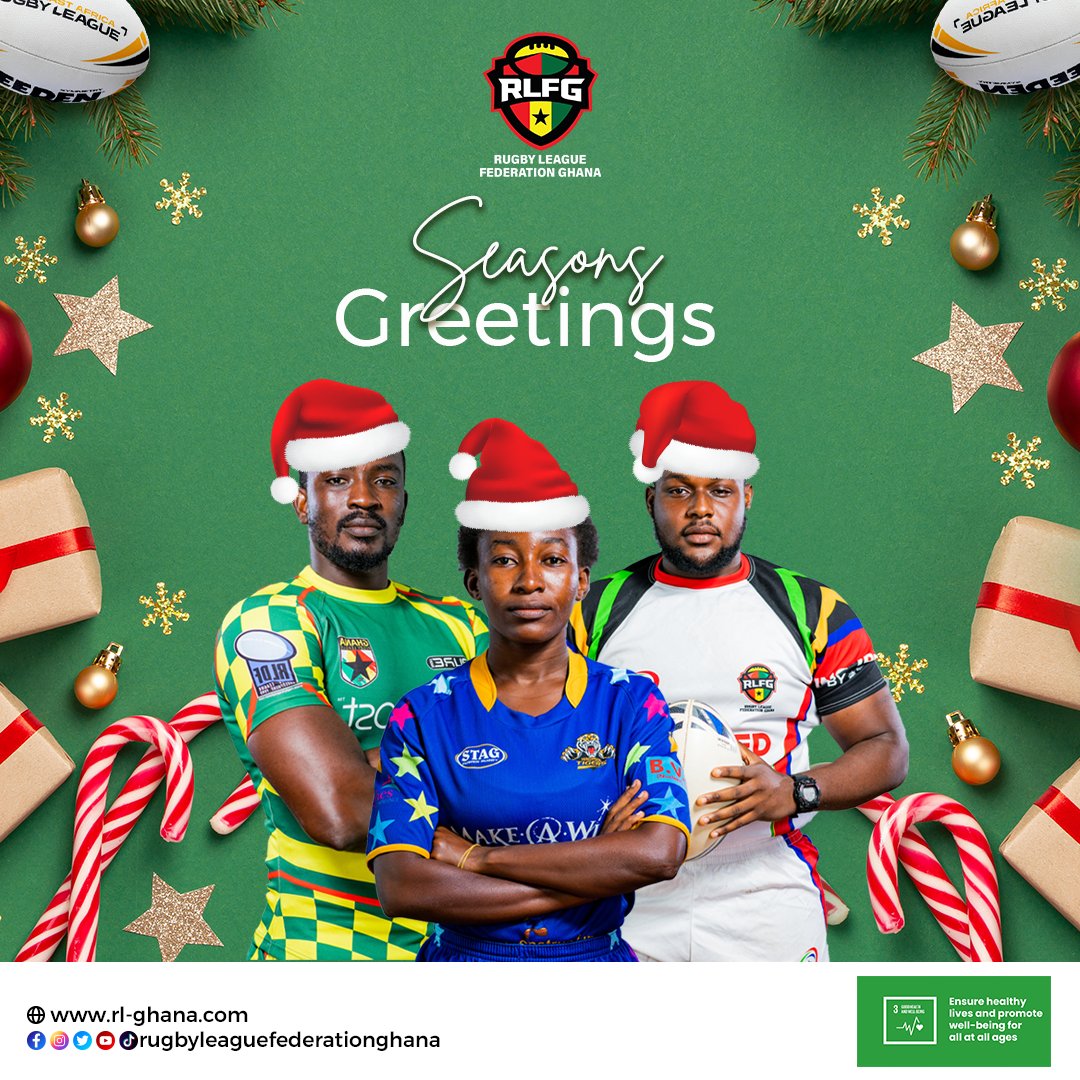 Rugby League Federation Ghana (@ghanarl) on Twitter photo Merry .... 🎁🎉🇬🇭💝🍾🎈🧨🎄
<a href="/EuroRugbyLeague/">European Rugby League</a> @IntRL <a href="/mearugbyleague/">MEA Rugby League</a> <a href="/accrapanthers/">Accra Panthers RLFC</a> @Accramajestics <a href="/Original_Bulls/">BULLS RLFC</a> <a href="/GhSkolarsRugby/">Ghana Skolars Rugby League Club</a> <a href="/AfricaWarriors_/">Africa Warriors Sports Academy- RL</a> <a href="/NunguaTigers/">Nungua Tigers Rugby League Club</a> <a href="/Beaufortpropert/">Beaufort Properties</a> <a href="/longchipsghana/">Long Chips Ghana</a> <a href="/myhealthcopgh/">Myhealthcopgh</a> Merry .... 🎁🎉🇬🇭💝🍾🎈🧨🎄
<a href="/EuroRugbyLeague/">European Rugby League</a> @IntRL <a href="/mearugbyleague/">MEA Rugby League</a> <a href="/accrapanthers/">Accra Panthers RLFC</a> @Accramajestics <a href="/Original_Bulls/">BULLS RLFC</a> <a href="/GhSkolarsRugby/">Ghana Skolars Rugby League Club</a> <a href="/AfricaWarriors_/">Africa Warriors Sports Academy- RL</a> <a href="/NunguaTigers/">Nungua Tigers Rugby League Club</a> <a href="/Beaufortpropert/">Beaufort Properties</a> <a href="/longchipsghana/">Long Chips Ghana</a> <a href="/myhealthcopgh/">Myhealthcopgh</a>