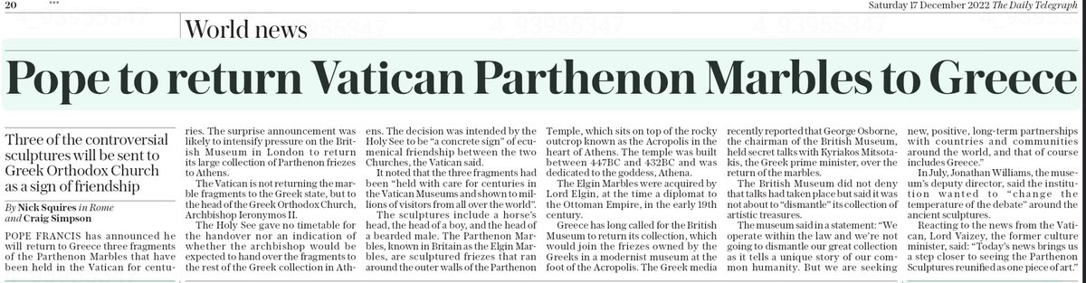 Daily Telegraph
#ParthenonSculptures #ParthenonMarbles