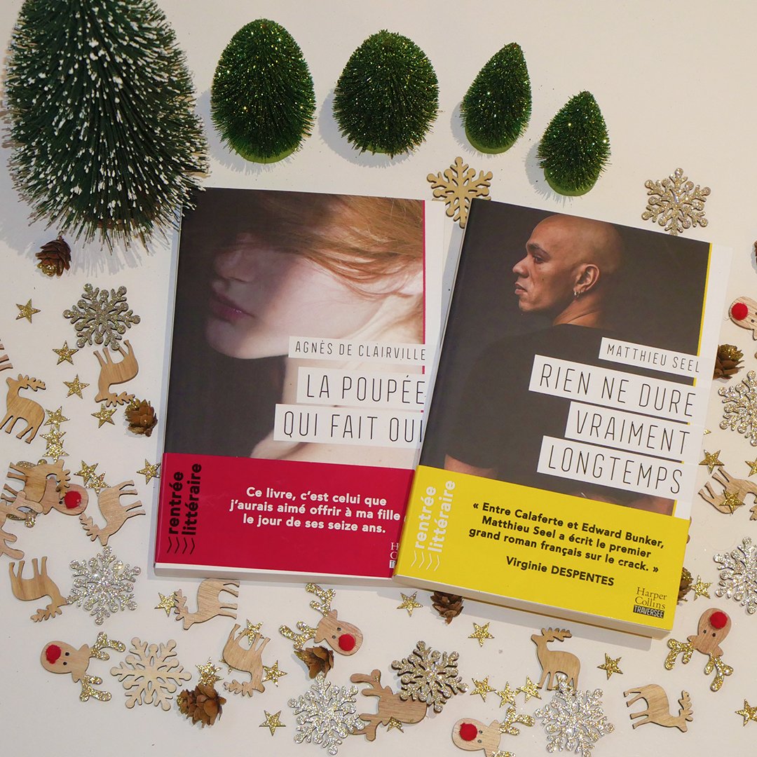 HarperCollinsFR's tweet image. Quels livres allez-vous offrir pour #Noël cette année ? Si vous êtes en manque d&apos;inspiration, voici deux idées de récits à offrir à vos proches :
👉 &quot;La poupée qui fait oui&quot; d&apos;Agnès de Clairville
👉 &quot;Rien ne dure vraiment longtemps de Matthieu Seel 
Les avez-vous déjà lus ?