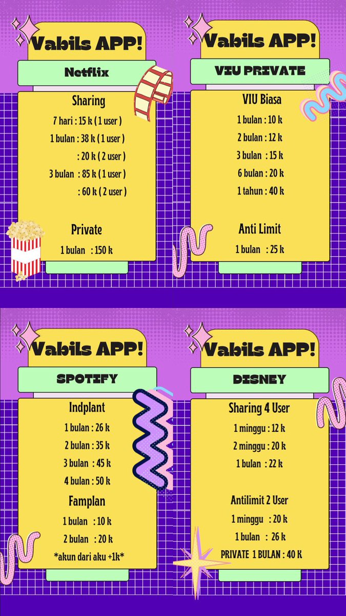 kapecipls's tweet photo. HallOo!!! ◝(⑅•ᴗ•⑅)◜..°♡
aku jual app premium nih dijamin trusted dan murah, cus beli
📌Netflix
📌Spotify
📌Viu
📌WeTv
📌Iqiyi
📌Disney Hotstar
📌Youtube
📌Canva
bisa langsung ketuk dm yaa!! testi #testikapeci 
#netflix #jualnetflix #zonauangᅠᅠᅠ https://t.co/Br1HYMGJ9S
