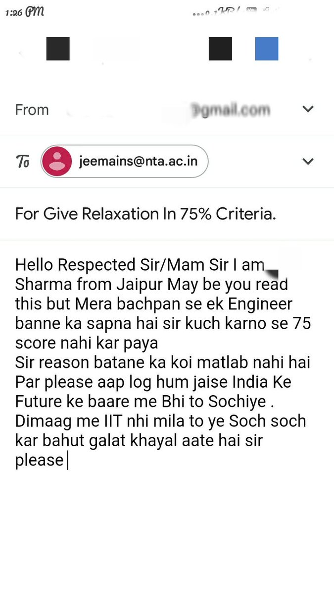 AbhiSha95942204's tweet photo. Sir Understand Our Situation Please Give Relaxation In jee mains 75% Criteria. This is not fair with Droppers
#postponejeemains2023 #justicewithdroppers #jeemainsinapril #JEEMain2023 
@NTANewsNow @EduMinOfIndia @DG_NTA https://t.co/bskR8yu25X