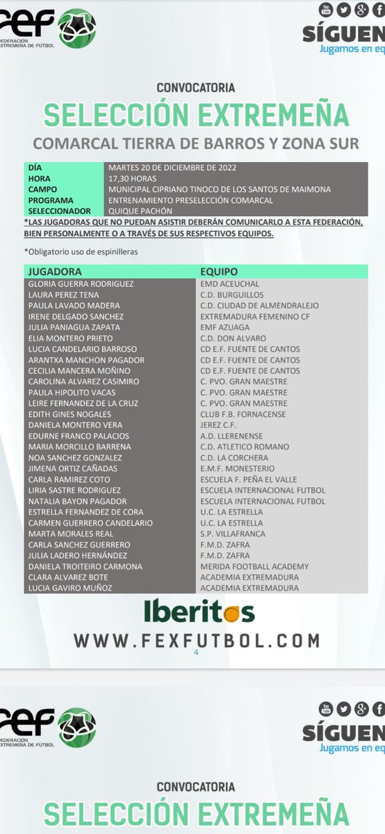 CDLaCorchera's tweet photo. Nueva convocatoria de nuestra jugadora #Noa25 con la #SelecciónExtremeña comarcal alevín zona sur. ¡Enhorabuena Noa, a seguir disfrutando de la experiencia!
#LaCorchera #Mérida #MásQueFútbol #Fútbol #FútbolFemenino #FutFem #JugamosEnEquipo #FexF #Judex #allyouneedisiberitos https://t.co/m3Vk1p7ynJ
