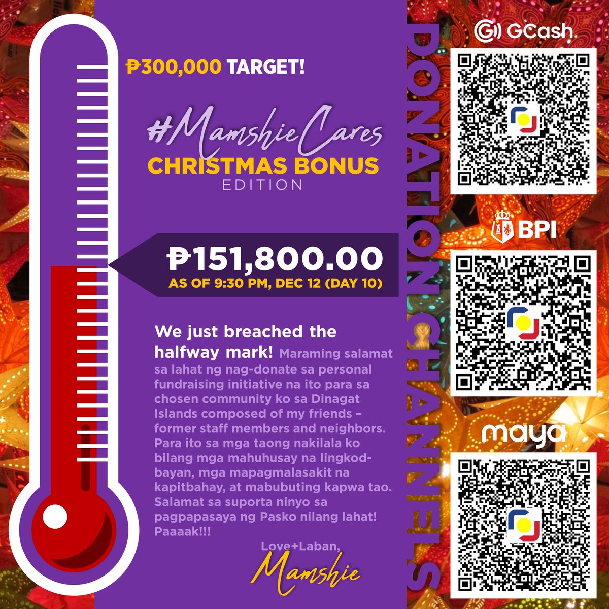 jeffcrisostomo's tweet photo. Overwhelmed by people's generosity! In just 2 weeks, we're nearing our ₱300K goal for my former staffer members &amp; neighbors in Dinagat Islands who haven't fully recovered since Super Typhoon Odette struck last year. Thank you, everyone!

To donate, go to: https://t.co/XBVKa946W1 https://t.co/8f8D6WjxgS