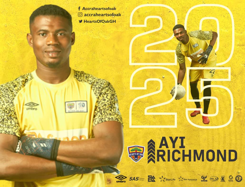 HeartsOfOakGH's tweet photo. 🔴🟡🔵 | Phobia

Goalkeeper Richmond Ayi has signed a new 3-year contract with Accra Hearts of Oak. This will keep him at the club till 2025. 

Congratulations Ayi! 

#AHOSC
#PositiveEnergy https://t.co/uOKGHdleXg