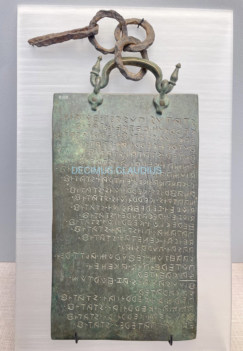 decimusclaudius's tweet image. &quot;Rectangular bronze #tablet with part of an iron chain attached, incised with an inscription in #Oscan concerning the dedication of statues of various deities.&quot; Dates to 3rd-2nd C BC, was found in Agnone, #Molise, #Italy. In the British Museum in #London, #England.

#archaeology