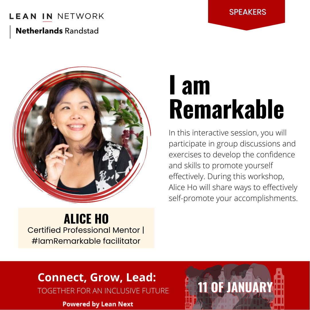 LeanInNL's tweet image. 🎤We are delighted to have Alice Ho facilitating the "I am remarkable" workshop 👏She will share with you ways to have the confidence and competence to effectively self-promote your accomplishments.🤩📣
rpb.li/MhgS
#leaninnl #leanin #leadership #conference #amsterdam