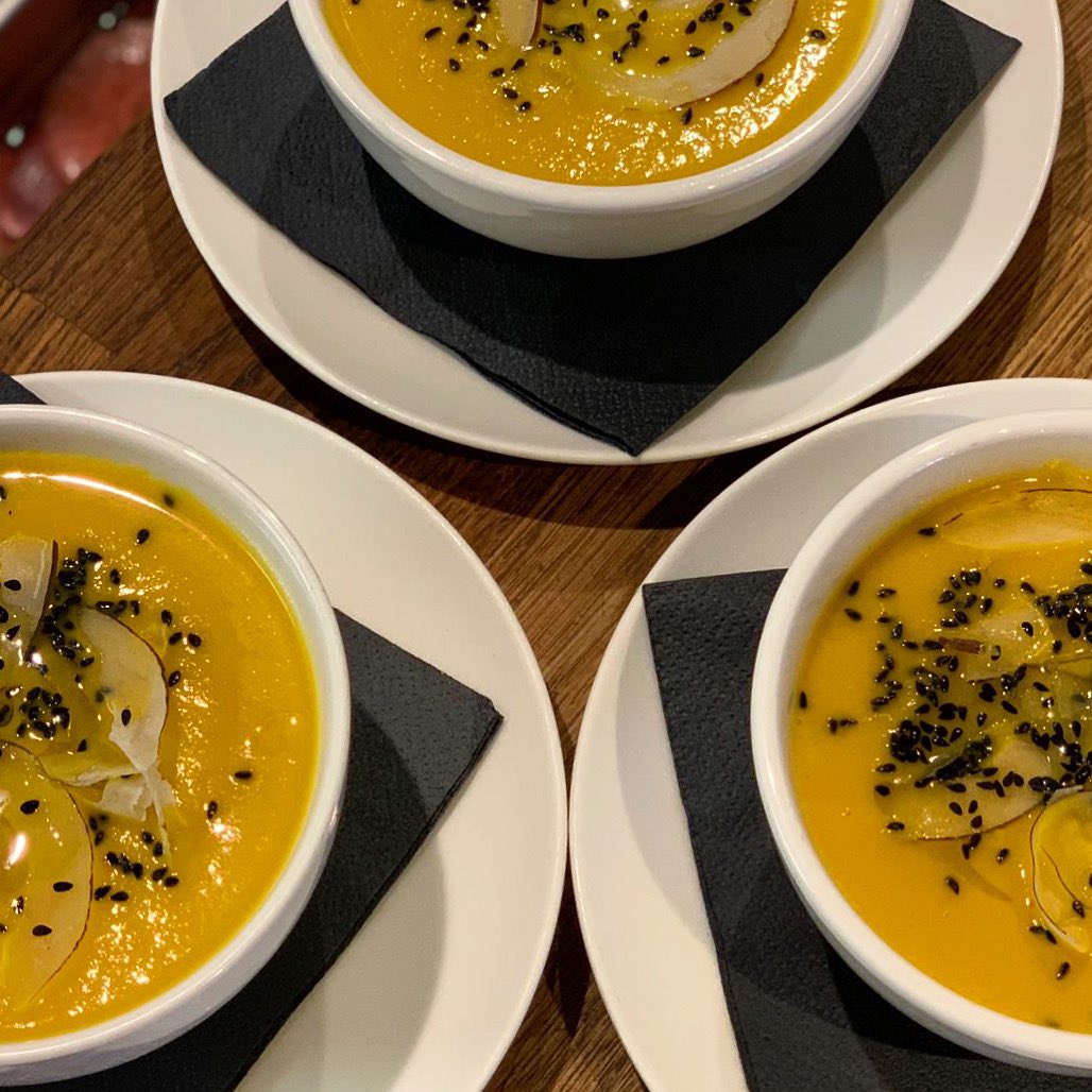 Soup Weather.

Conductive Food.

Roasted Parsnip &amp; Pear Soup on Today.

Come! It is WARM HERE!