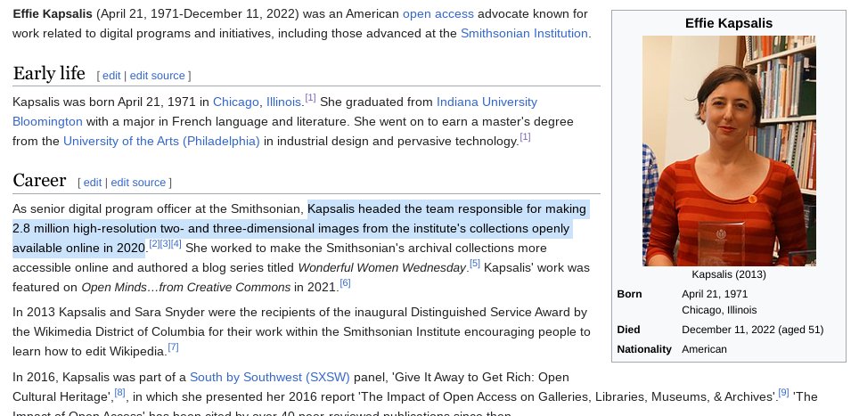 WikiWomenInRed's tweet image. New article!
Effie is our hero. 2.8 million free images! Sadly lost.
en.wikipedia.org/wiki/Effie_Kap…