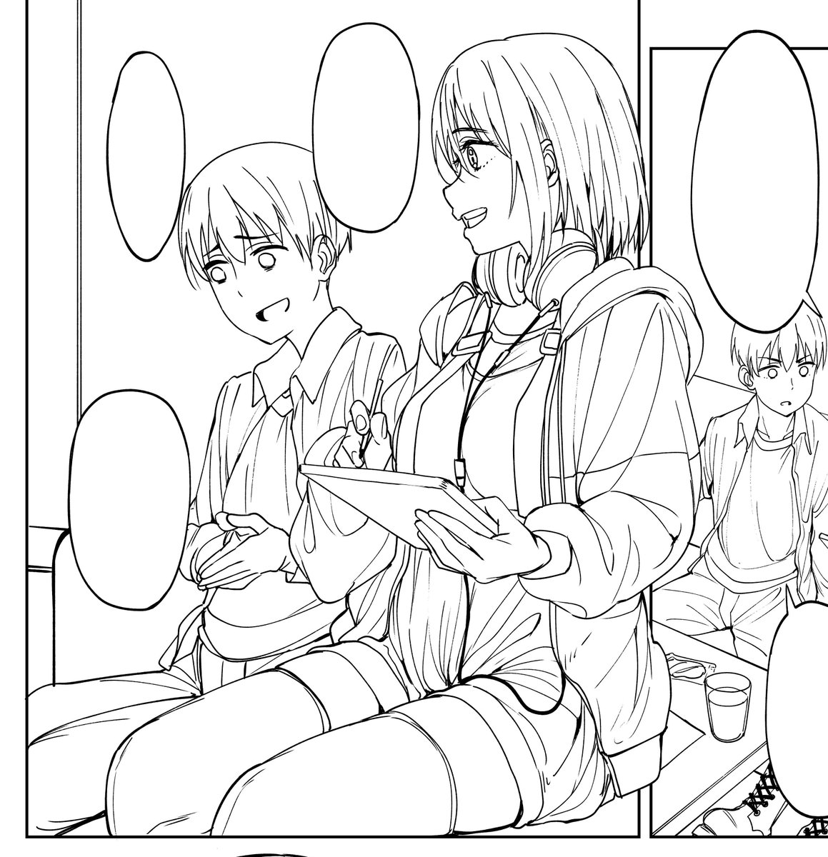 今回の新刊はブーツとダボダボパーカーにこだわって作画しております。 