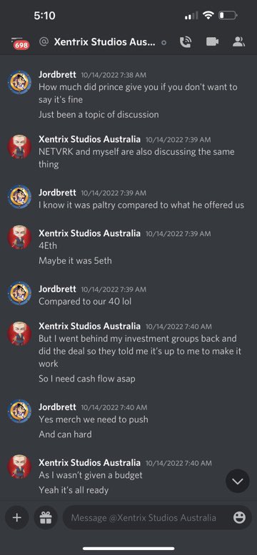 jordb27's tweet photo. Hey @JungleFreaksNFT @cantrill_ken @Xentrix_Studios can you explain this?  Your man Kenno been making promises and admitting he has no funds for the project roadmap.  Also Prince gave him 5 eth to pay for mods and he pocketed it.  Our OG community needs to know the truth. https://t.co/pldmRg5Uji