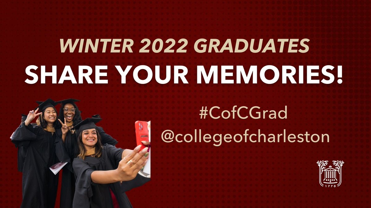 CofC's tweet photo. Don't forget to share your commencement photos using #CofCGrad ๐ We can't wait to celebrate the Class of 2022! https://t.co/exJlsnezMB