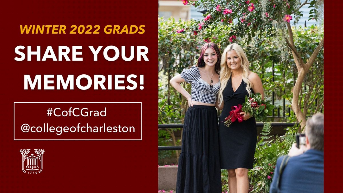 CofC's tweet photo. Don't forget to share your commencement photos using #CofCGrad ๐ We can't wait to celebrate the Class of 2022! https://t.co/exJlsnezMB