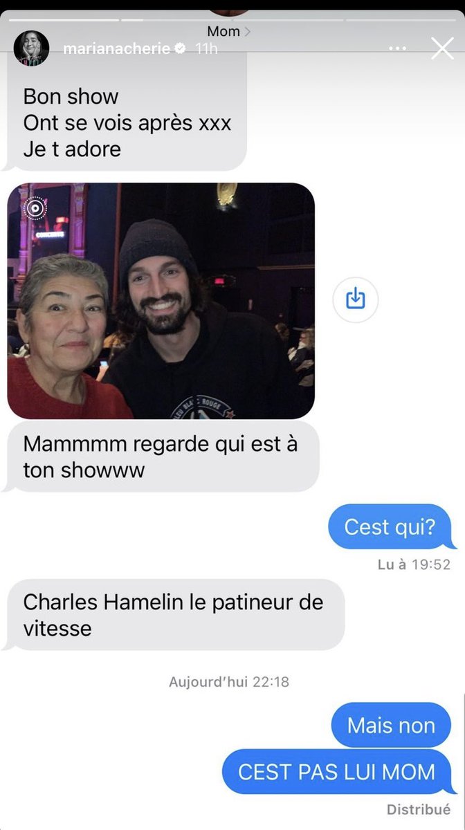 Geneviève Tardif (@tardifgen) on Twitter photo Ok c’est très drôle! La maman de <a href="/marianacherie/">Mariana Mazza</a> qui croyait prendre une photo avec <a href="/Speedskater01/">Charles Hamelin</a> 😂 Ok c’est très drôle! La maman de <a href="/marianacherie/">Mariana Mazza</a> qui croyait prendre une photo avec <a href="/Speedskater01/">Charles Hamelin</a> 😂