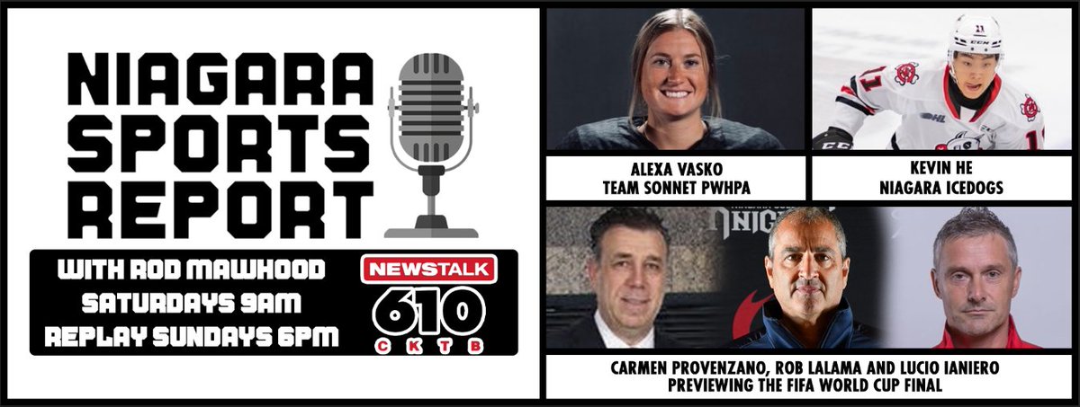 rmawhood's tweet image. From the #WorldCup to the @OHLIceDogs to the @PWHPA - we'll visit them all right now on the #NiagaraSportsReport
Tune in here: iheartradio.ca/610cktb