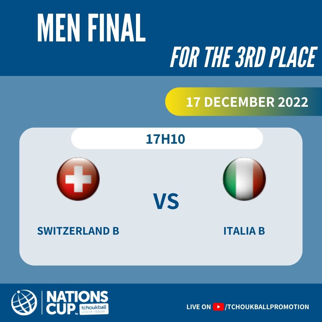 Here are the 2 matches that will define the final podium of this edition of the Nations Cup for the men category! 🟡🔵🤾‍♂️🏆
#GenevaIndoors #TGI #Tchoukball #NationsCup #TchoukballGeneve #TGI2022