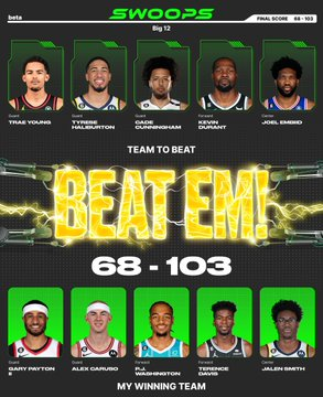 PIaySwoops's tweet photo. ⬇️Winning Lineup⬇️ https://t.co/mnOhiKLOKA
