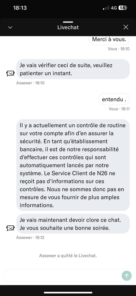 PyrEXES's tweet photo. @n26 j’y croyais pas jusque là ! Mais ç’est réel regardez les discussions avec le service client ! Je peux en fournir 10 fois plus. Ils vous bloquent l’argent et quittent la conversation peu importe votre situation! SANS PITIÉ. J’ai 0€ pour vivre. @N26_Support https://t.co/3aRnYJvDh6