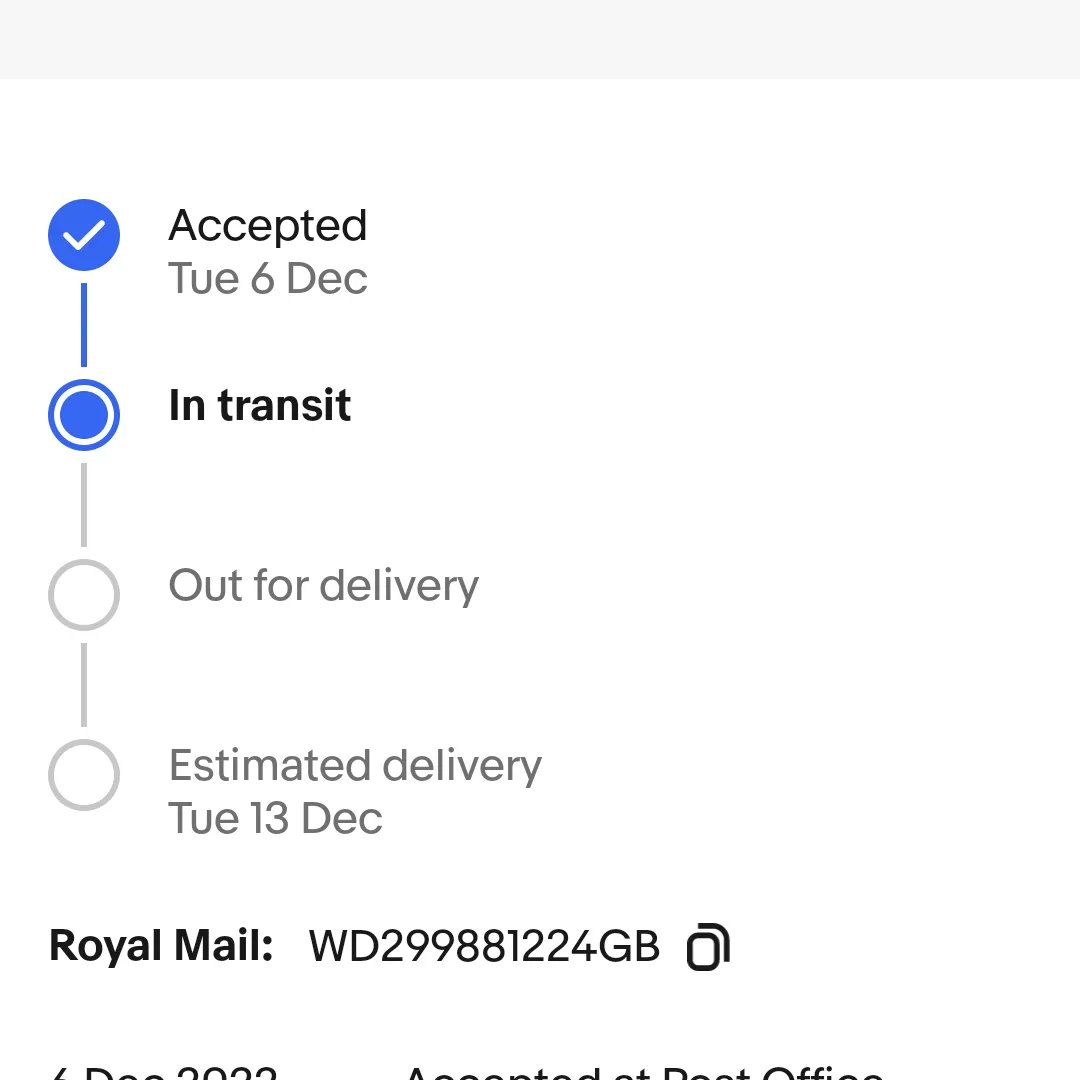 SamiRuthHall's tweet photo. @RoyalMail #royalmail not good enough sent on the 6th december still in transit,  customer wanting a refund,  royal mail wont compensate me,  i pay for my item it isnt cheap i expect a service of somesort,  while i have empathy for posties i have a tiny business to run https://t.co/CBxFqZ52nk