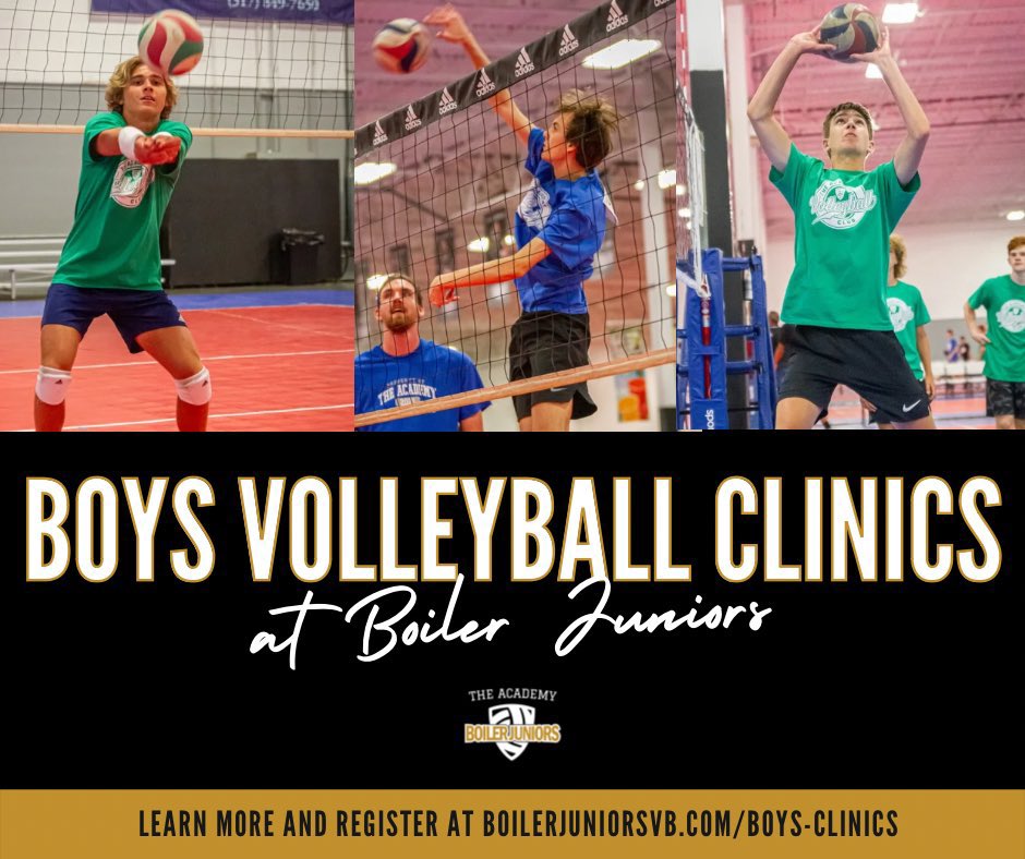 Our FREE Boys Clinic is TOMORROW and we hope to see you there! 

🙍‍♂️ Open to all boys, 7th-12th grade
🏐 All experience levels are welcome!
📍 Boiler Juniors Volleyball Center
💲 FREE! 

Learn more and register at boilerjuniorsvb.com/boys-clinics!