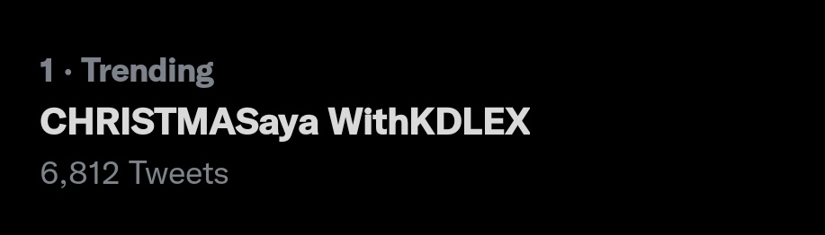kdlexfairiesofc's tweet photo. [Trend Update]

We are now trending at spot number ONE nationwide with over six thousand tweets!

Kindly reply, "maintain the spot" as many as you can with the tag.

CHRISTMASaya WithKDLex
@kdestrada_ | @alexailacad https://t.co/q9luXAGadG