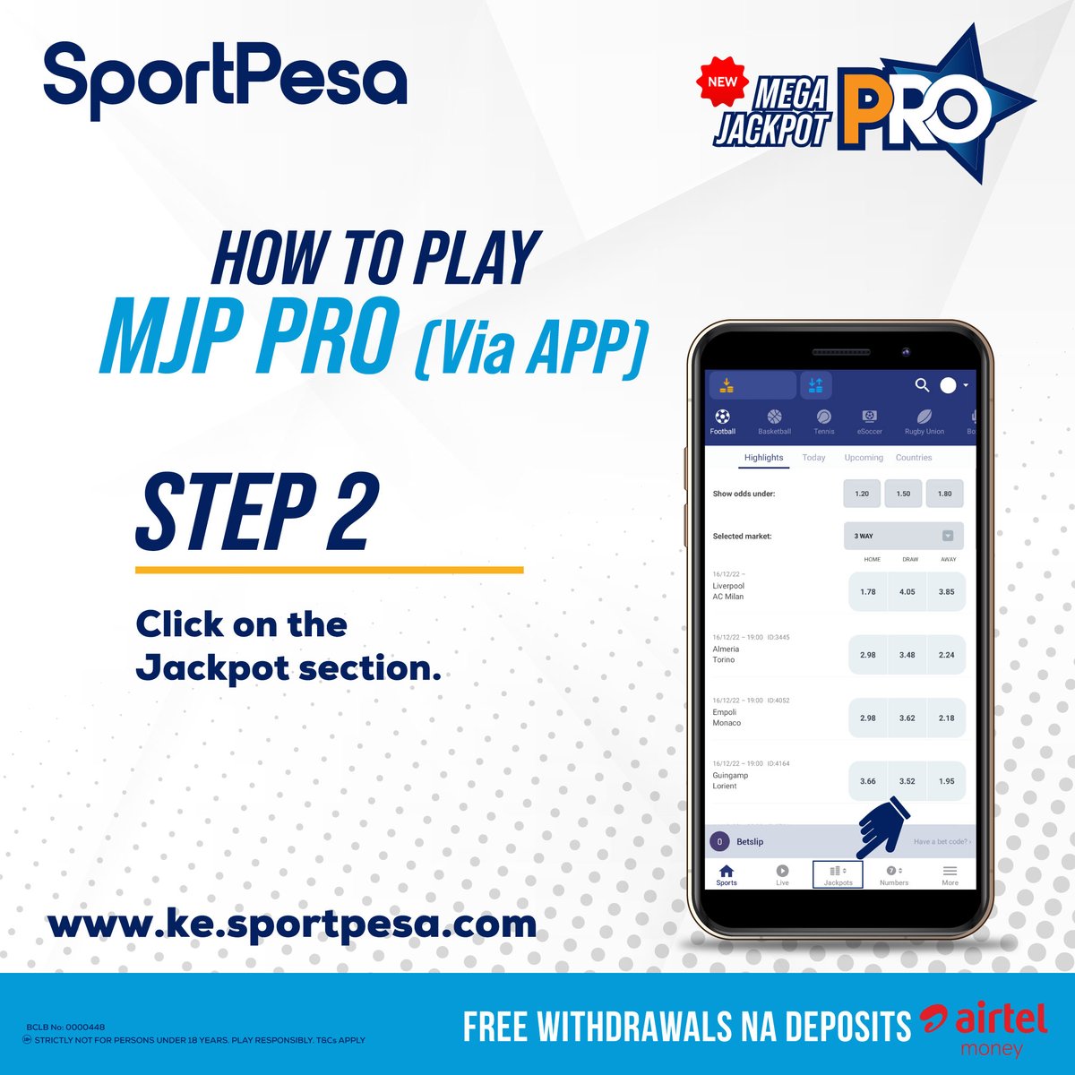 STEP 2; Click on the Jackpot section.
#SportPesaMJPPRO