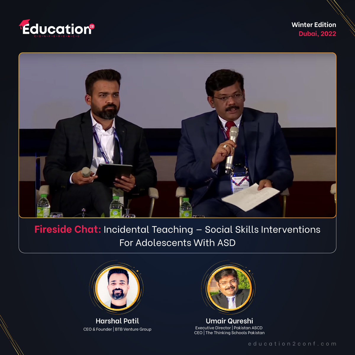Tune in and find out how we can create a supportive, empathetic environment with incidental teaching programs that promote inclusion and positivity for adolescents on the spectrum. Watch the session live:  bit.ly/3Wr2tnW

#Education2Conf #Dubai #FireSideChat