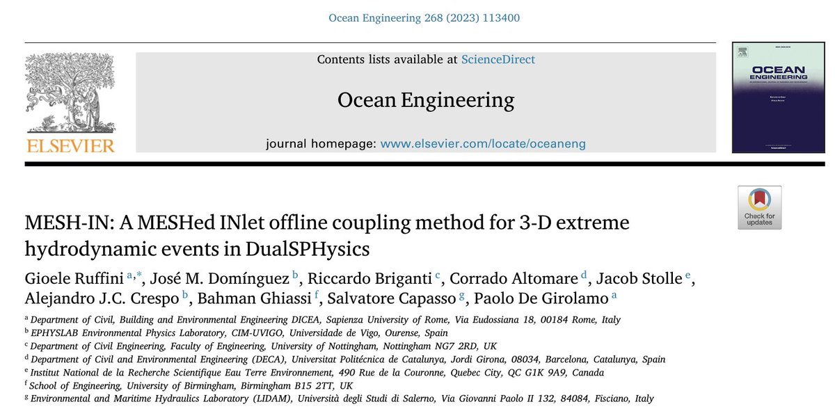 Riccardo Briganti (@ricbrig) on Twitter photo I am very happy to share our new paper presenting a novel inlet boundary condition for <a href="/DualSPHysics/">DualSPHysics</a>.
We modelled the transport of large debris in #extreme #hydrodynamic #events.
<a href="/iarba27/">Corrado Altomare</a> <a href="/GioeleRuffini/">Gioele Ruffini</a> <a href="/alexbexe/">Alejandro J. Crespo</a> <a href="/JoseMDominguezz/">José Domínguez</a> <a href="/Stolle13/">Jacob Stolle</a>
doi.org/10.1016/j.ocea… I am very happy to share our new paper presenting a novel inlet boundary condition for <a href="/DualSPHysics/">DualSPHysics</a>.
We modelled the transport of large debris in #extreme #hydrodynamic #events.
<a href="/iarba27/">Corrado Altomare</a> <a href="/GioeleRuffini/">Gioele Ruffini</a> <a href="/alexbexe/">Alejandro J. Crespo</a> <a href="/JoseMDominguezz/">José Domínguez</a> <a href="/Stolle13/">Jacob Stolle</a>
doi.org/10.1016/j.ocea…