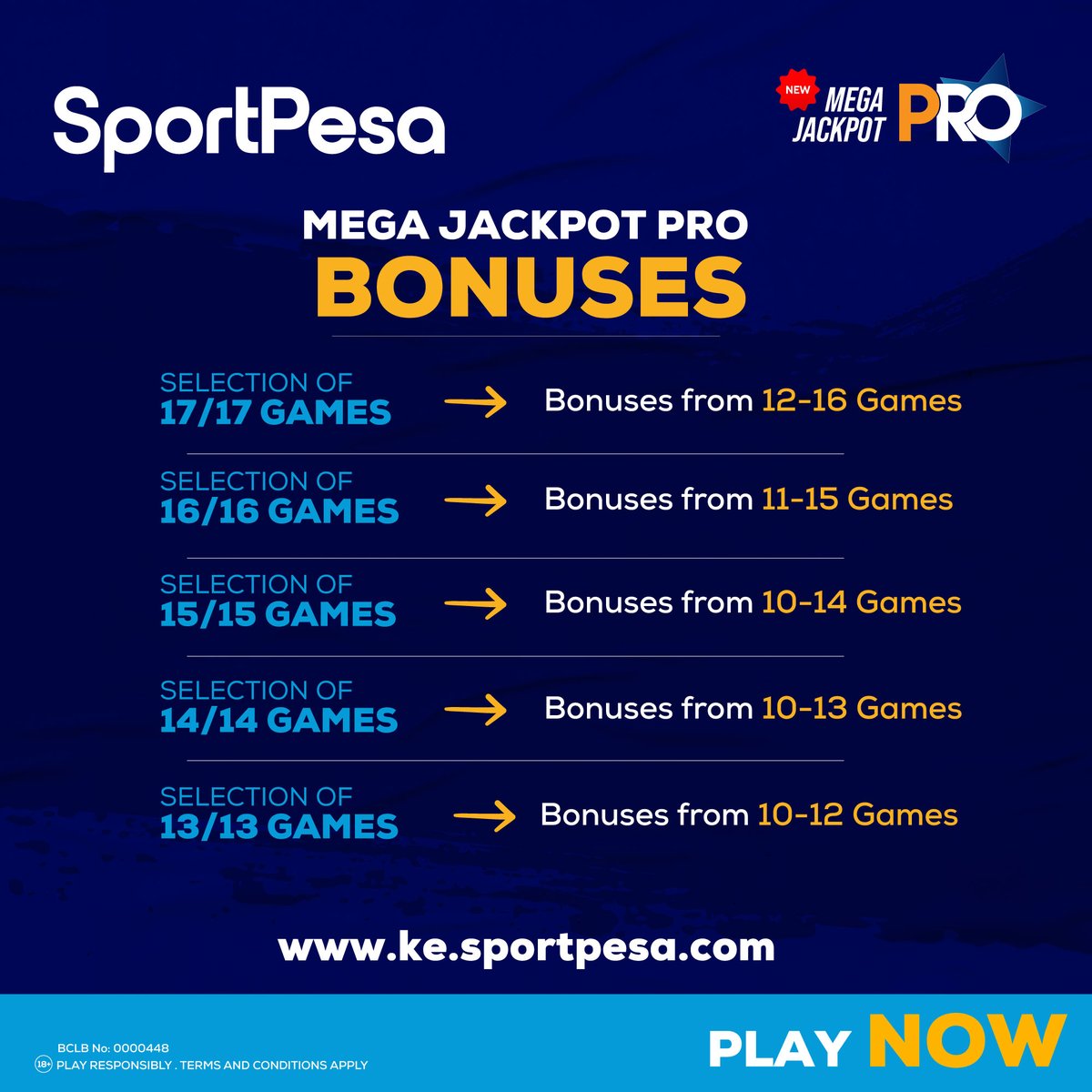 Cheki the bonuses tumekuandalia for each of the jackpots from 13 games to 17 games. 

Hii ni kitu ya kuchelewa kufanya? 
Play NOW ➡️ spp.ke/Jackpot 
Register ➡️ spp.ke/Register 
Download APP ➡️ spp.ke/SportPesaAPP