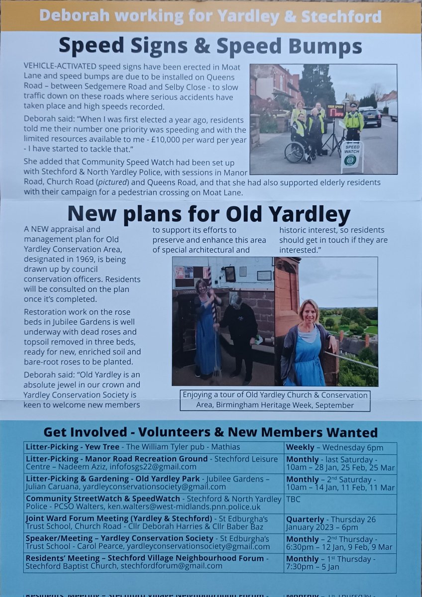 Please see my latest Focus newsletter, which will be delivered over the next couple of weeks & sent on email if signed up. Huge thanks to residents who help me get the 4K newsletters out. Do let me know if you are happy to deliver Focus in your #YardleyEast road.