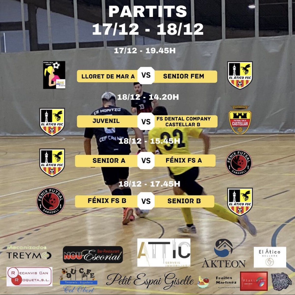 Els partits del cap de setmana!
Som-hi ático 💪🏻💛🖤💛🖤