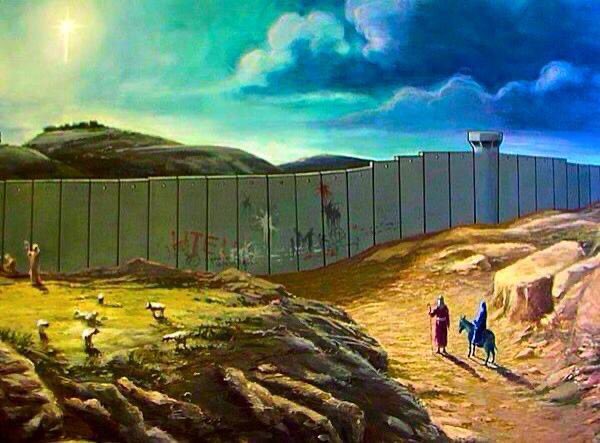 FrancieMolloy's tweet photo. If Mary and Joseph set off to Bethlehem today, they'd cross 15 Israeli checkpoints and a 30ft Wall. #FreePalestine https://t.co/kyATmDamCm