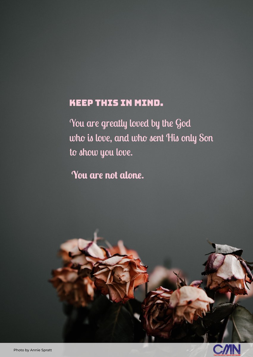 Keep this in mind.

You are greatly #lovedbyGod who is love, and who sent His only Son to show you #love. You are not alone.

#BlessedFriday #GodLovesUsAll