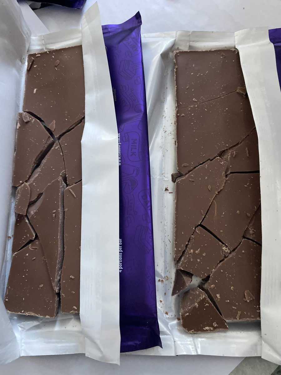 athleticresults's tweet photo. Brought the chocolate house for my grand-daughter to build she was so excited, when they opened it this what they found, so no house making just eating an expensive bar of chocolate instead @CadburyUK https://t.co/lYZ3hvmKbU
