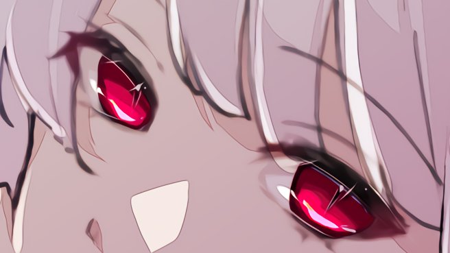 1girl solo red eyes close-up eye focus open mouth looking at viewer  illustration images