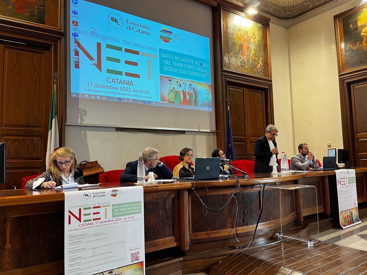 Presentato oggi a #Catania presso l’aula magna del Dipartimento di Scienze Politiche e Sociali il lavoro di #ricerca sui #NEET realizzato dal CSVE nel 2022. #volontariato