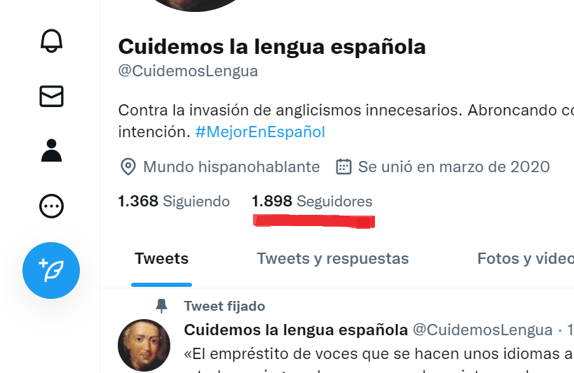 Ciudemos la lengua española va por un año difícil en cuanto a seguidores. ¿Un empujón para que lleguemos al siglo XX? O ya puestos al XXI... Se agradece un hispanohablante repío.