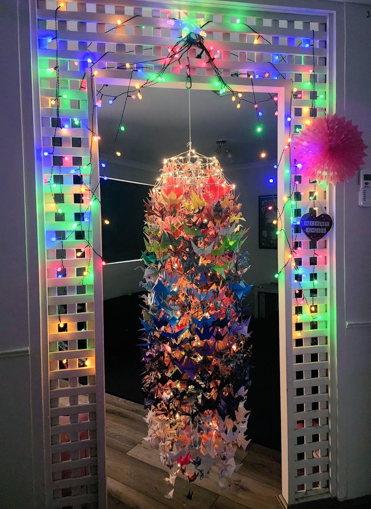 Cambria_88's tweet photo. Our family Christmas tree looks a little bit different this year... I am honoured to have the end product of the amazing @cranes4techno project in our home. The care, love and passion put unto this piece is obvious. Plus money went to @CureSarcoma in @Technothepig's memory ❤️ https://t.co/CxHd7Be0ED