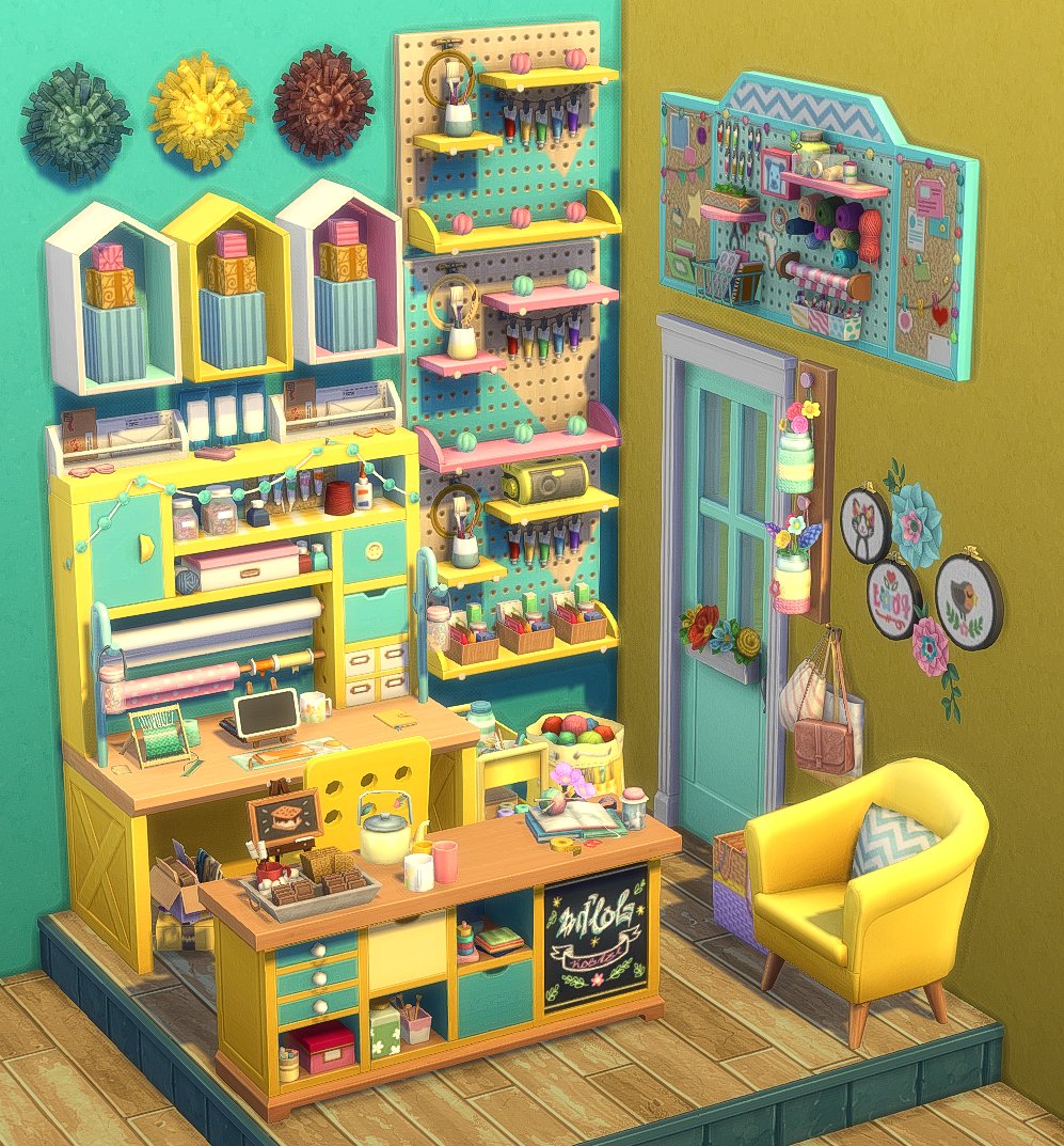 Nesse4tw's tweet photo. An Entry For #Sims4Ideas @Sims4Ideas
December Build Challenge #DecBuild22
Just A Store (3x3)
🧶Knit Happens🧶
#TheSims #TheSims4 #ShowUsYourBuilds #NoCC #Yellow #Teal #Knitting #NiftyKnittingStuffPack #EverydayClutterKit #Store #Nesse4tw
ID: Nesse4tw https://t.co/Lj78kEumAb