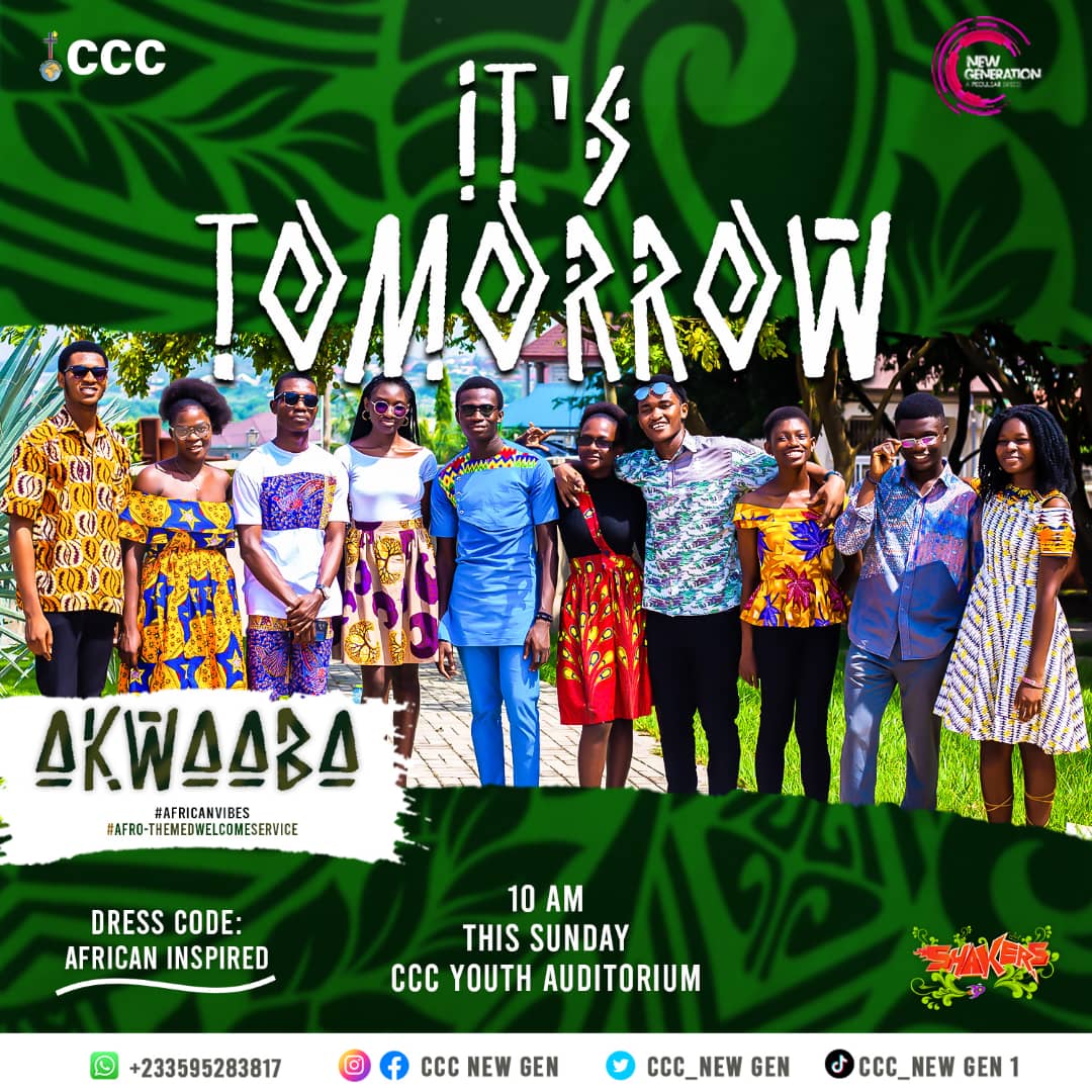 ccc_newgen's tweet photo. 💃💃💃💃
A day to go 🤩
You don't want to miss tomorrow 
Come in your African inspired attire and join us as we have an amazing service 🤗🤗

10am sharp 🕙
Come with a friend, and don't be late 😉

#cccnewgen #akwaaba #welcome #newgenshakers✨ https://t.co/eWgdhFM9g6