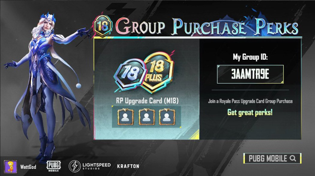 Join a Royale Pass Upgrade Card Group Purchase
and get great perks. share.pbgcj.com/h5campaign.php…