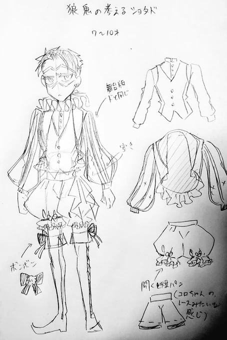 【落書き】
※年齢操作
※創作衣装
ショタ化ドットーレ私もちょっと考えてみた。
衣装のモチーフは舞台版のドットーレ参考にしてます。
色もそのうち塗りたい。
帽子は有りと無しどっちにするか悩んでる…
ブーツはフェイクの編み上げです。 