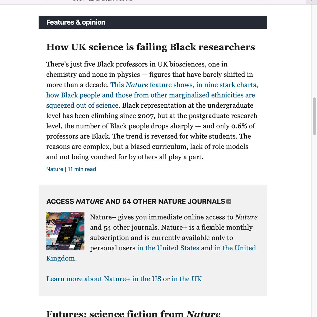 tlr_uh's tweet photo. @Nature highlights the lack of black scientist in the UK. Bad and Bad, if this is the UK what about else where? Shame and shame. https://t.co/d07XqAaLPK https://t.co/ZQ14a6JFZj
