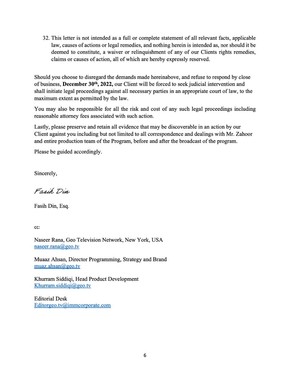ImranKhanPTI's tweet image. میرے وکلاء کی ٹیم نےفصیح الدین کی قیادت میں امریکہ میں جیو اور میرشکیل کیخلاف ڈیمانڈ نوٹس دائر کردیا ہے۔ جیو اور اس کے سرپرستوں کیجانب سے جھوٹی خبروں اور غلط معلومات کےفروغ کےکلچر سےعدالتوں میں نمٹا جائے گا۔