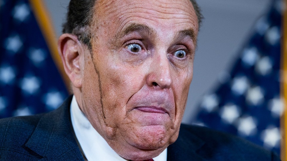 mmpadellan's tweet photo. Hard to believe this hair dye dripping, COVID farter was once the U.S. Associate Attorney General and "America's Mayor" and now he's about to be a broke joke and disbarred.

Life comes at you fast. https://t.co/YfBVbNylQ4