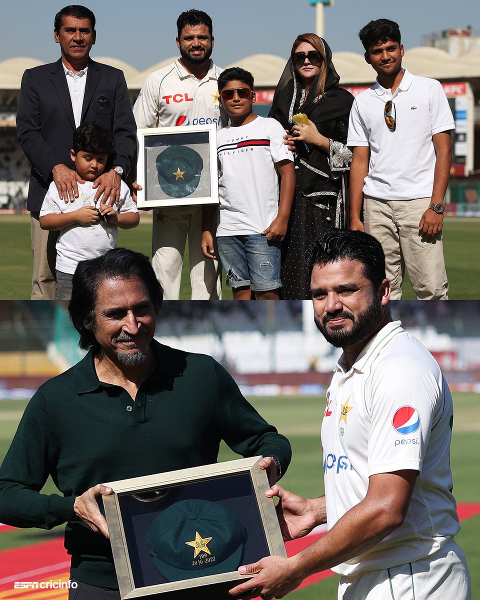 cricket_minute's tweet photo. A special cap presentation to Azhar Ali to mark his final Test for Pakistan 👏

#PAKvENG https://t.co/ZIc70D2vje