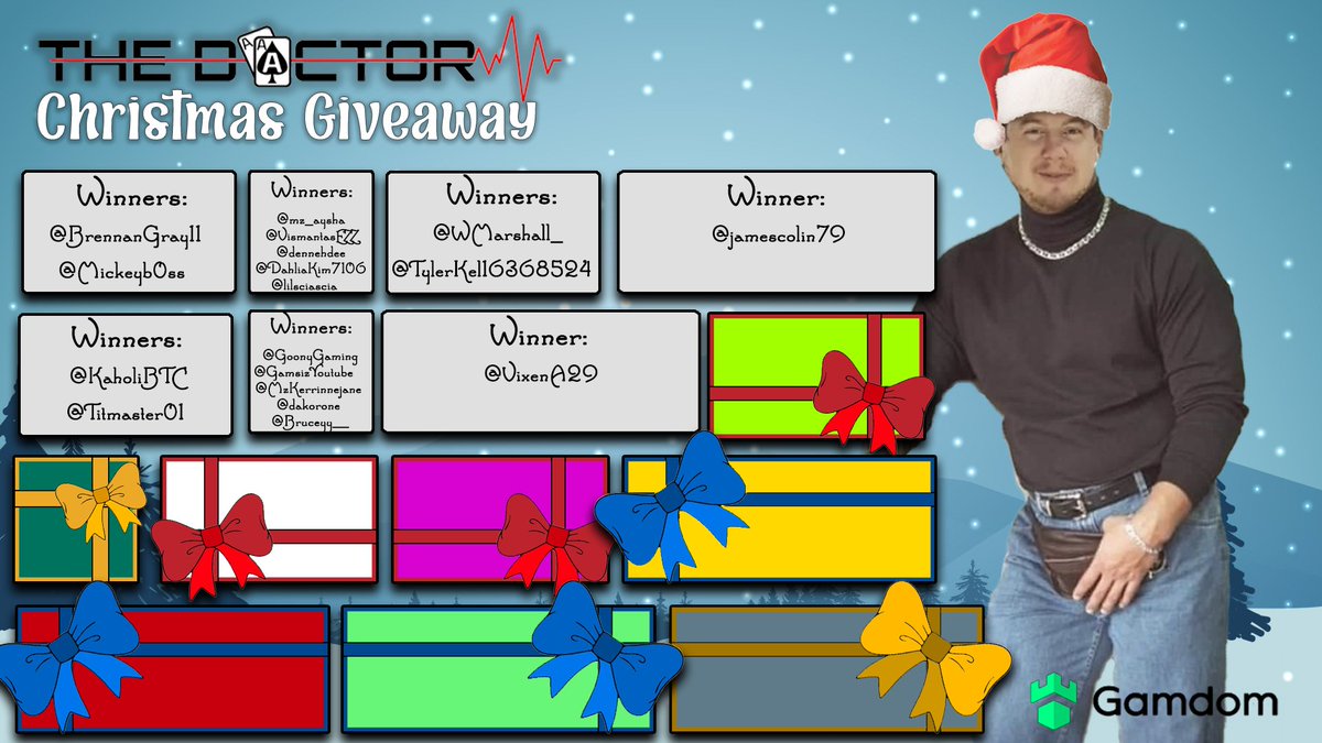 TheDoctorGamble's tweet photo. Day 8 - The Doctor Christmas Giveaway!
#Gingerbread
#Giveaway #SantaDoc
2 x $250.00 Winners (CAD)
- Like and 'Quote Retweet' with the #Gingerbread
- Must be Super Confirmed in my Discord
- Under ‘thedoctor’ code on @gamdom
Minimum $1,500 wagered to be eligible. https://t.co/YeRuSXDs9l