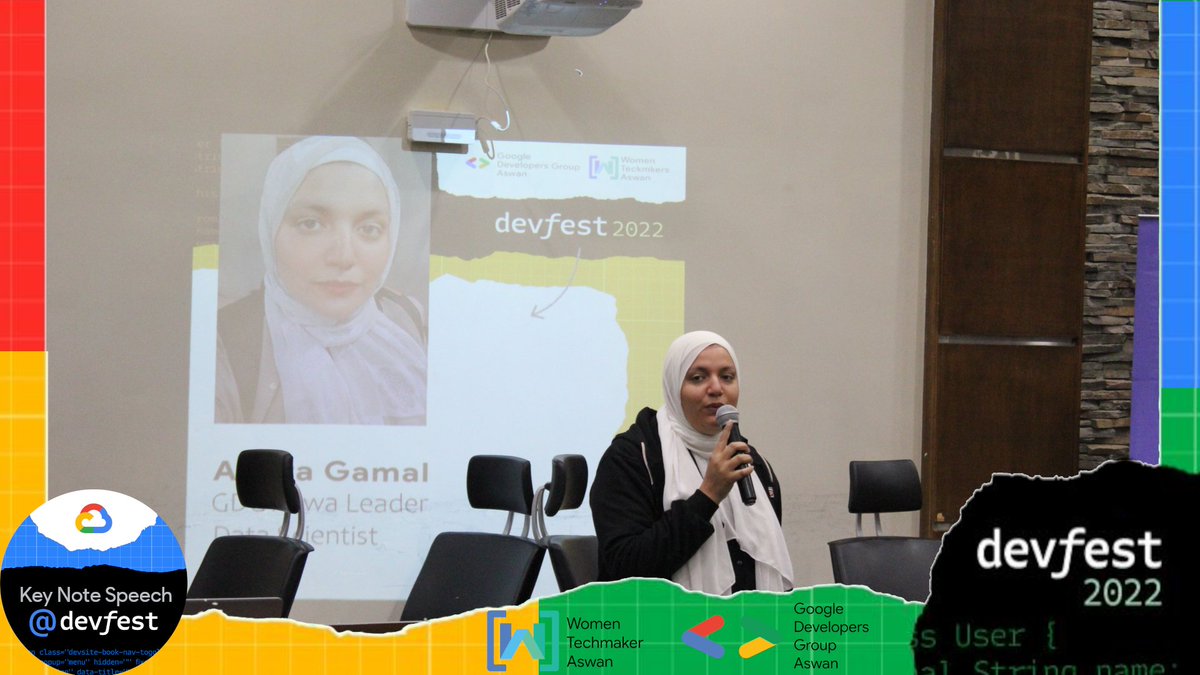GdgAswan's tweet photo. Keynote GDG Aswan
Eng. Amira Gamal

#GDG 
#DevFest
 #DevFest2022 
#DevFestAswan
 #DevFestAswan2022 https://t.co/za8BCK7JwC