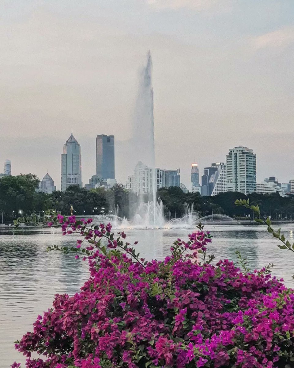 Thorada's tweet photo. Cool breeze bike cruise today and great to see the newly renovated Water fountain in full throttle at Benjakitti park lake. 🙏😎 #UrbanCycling #GreenParks #Bangkok #Thailand #bbkk #BeautifulBangkok #Picturesque #Wanderlust #WinterIsHere https://t.co/QkPVX7buxe