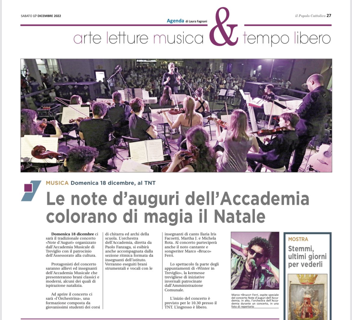 Domenica 18 dicembre ore 10.30 
TNT - Teatro Nuovo Treviglio

🎶🎄🎶 #winterintreviglio