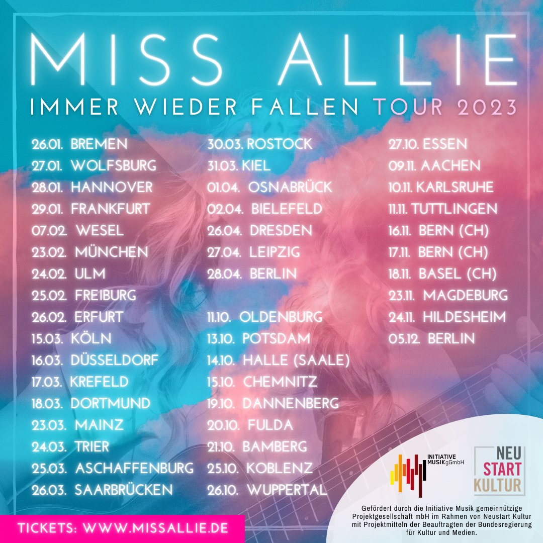 Meine Tour wird verlängert! :) <3 Tickets gibts hier: missalliemusic.com/live